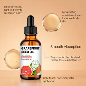Nahaufnahme von nährendem Grapefruit-Körperöl mit glatter Textur und schneller Einwirkung.