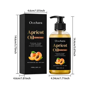 OceAura huile d'abricot bio pressée à froid 100ml pour soin du corps, cheveux et ongles.