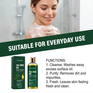Bagnoschiuma all'olio di tea tree con ingredienti naturali per una pulizia delicata.