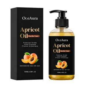 OceAura 100ml Huile d'Abricot Pression à Froid pour Peau Ongles Cheveux Cuir Chevelu