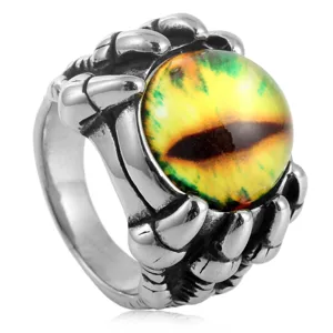 Punk gothic style stainless steel dragon claw evil eye ring for men and women vintage jewelry