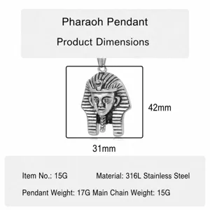 Vintage stainless steel Egyptian pharaoh pendant necklace for men retro punk cool jewelry