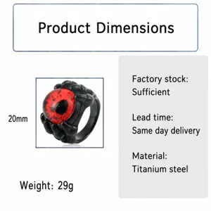 Vintage punk titanium steel evil eye ring with dragon claw design for men and women