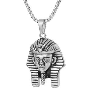 Men retro stainless steel Egyptian pharaoh pendant necklace fashion jewelry main view