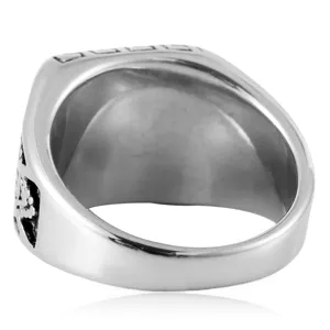 Anillo masónico vintage de acero inoxidable para hombre patrón geométrico joyería punk.