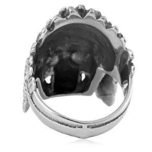 Vintage Indiaan doodskop ring voor heren van roestvrij staal, stoere punk sieraden.