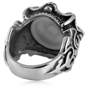 Anillo de garra de acero de titanio punk rock con diseño de ojo malvado, joyería gótica.