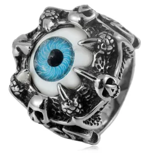 Anillo Punk Rock de Acero Inoxidable Ojo del Mal Calavera Garra de Demonio para Hombre Anillo Gótico Vintage Joyería Biker