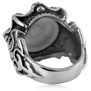 Anillo de calavera de rock punk gótico de acero inoxidable con diseño de garra mal.