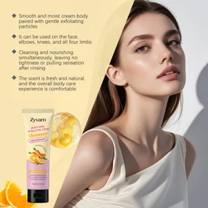 Zyvarn body exfoliating scrub with orange extract for gentle cleansing and smooth skin care.