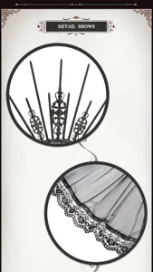 Gothic black crown veil headband detail featuring intricate lace trim and ornate metal frame.