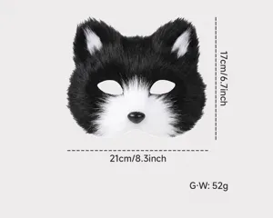 Schwarze und weisse Pluesch Tier Maske fuer Cosplay Party, weiche Kunstpelz Tier Maske.