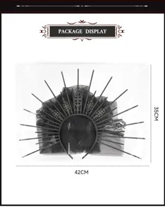 Gothic halo headband with black veil, Halloween dark spiky tiara costume accessory.