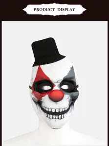 Halloween clown schedel masker cosplay feest horror prop met mini hoge hoed gedetailleerd zicht