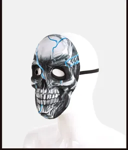 Halloween schedel masker eng kostuum feest cosplay rekwisiet met blauwe bliksemprint