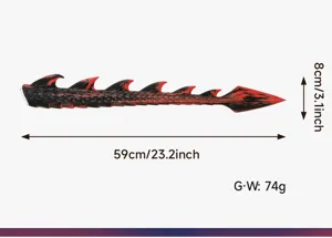 Halloween kinderen draak staart kostuum prop rood zwart 59cm cosplay feest decoratie