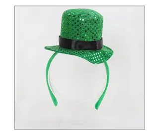 Grüner Pailletten Zylinder Haarreif St. Patricks Day irische Party Kostüm Haarschmuck