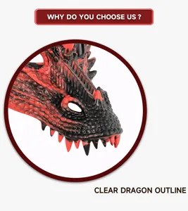 Kinderen Halloween draak masker rood zwart kostuum cosplay feest fotografie prop lichtgewicht.
