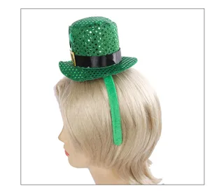 St. Patrick's Tag grüne Pailletten Mini Zylinder Haarreif mit Kleeblatt für Party Kostüm Zubehör