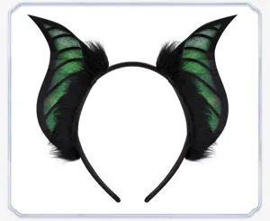 Diadema de cuernos de murciélago Halloween cosplay fiesta negro verde aro de pelo