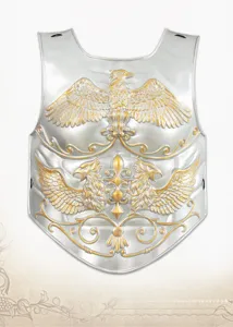 Armadura Pecho Caballero Medieval Cosplay Retro Dorado Águila Relieve Vista Detalle