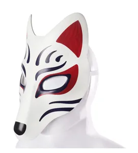 Japanese anime fox mask for Halloween cosplay masquerade party costume white prop.