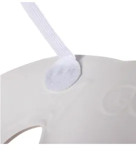 Close-up detail of Halloween fox mask elastic strap and attachment patch for party cosplay.