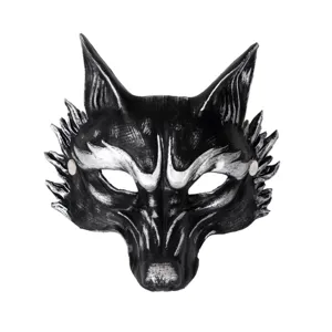 Halloween vos masker zwart zilver 3D PU schuim dier masker voor feestje cosplay