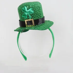 St Patricks Day Kleeblatt Haarreif Gruener Mini Zylinder Irland Party Haarschmuck