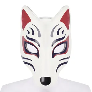 Halloween Japanese anime fox mask white costume cosplay props adult masquerade party accessory