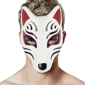 Japanese style white fox mask for Halloween costume party cosplay adult masquerade props