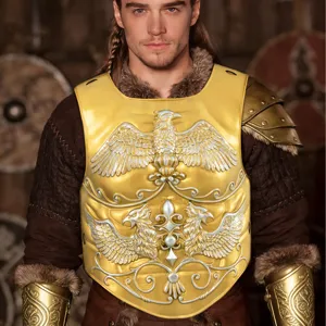 Armadura de pecho de caballero dorado medieval accesorio cosplay para fiesta y espectáculo