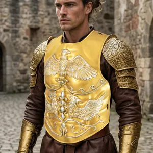 Disfraz de armadura de caballero vikingo romano medieval, accesorios de cosplay retro.