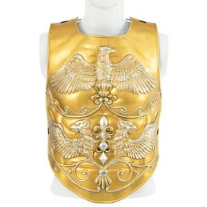 Armadura de caballero romano medieval petidorso, accesorio de fiesta cosplay dorado.