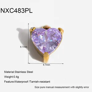 ciondolo fai da te a cuore in zircone cubico colorato con castone in acciaio inossidabile
