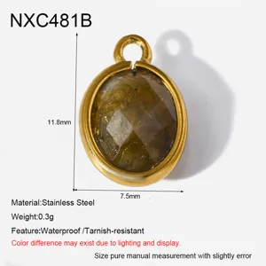 Roestvrij Stalen Natuursteen Hanger 11.8x7.5mm DIY Sieraden Maken Accessoire