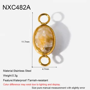 Roestvrij Staal Natuursteen Connector DIY Sieraden Maken 11.7x4.7mm Hanger Component