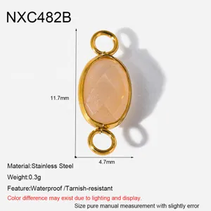 Roestvrijstalen natuursteen dubbele lus hanger connector voor het maken van DIY sieraden