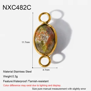 Natuursteen roestvrij staal hanger connector DIY sieraden maken accessoire 11.7x4.7mm