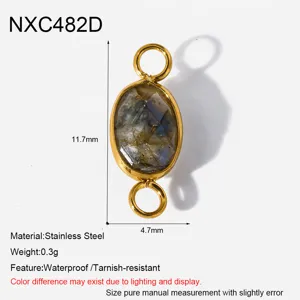 Roestvrij staal natuursteen hanger connector 11.7x4.7mm voor DIY sieraden maken