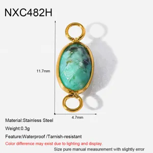 Roestvrijstalen natuursteen dubbele oog hanger connector DIY handgemaakte sieraden component.