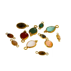 Natuursteen hangers 18k verguld roestvrij staal rand DIY sieraden maken accessoires.