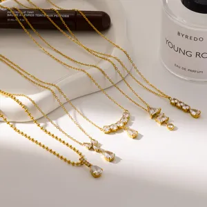 Collana in acciaio inossidabile placcato oro 18K con pendente a goccia gioiello chic