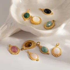 Detailansicht von 18K vergoldeten Naturstein Muschel DIY Schmuck Anhänger Accessoires.
