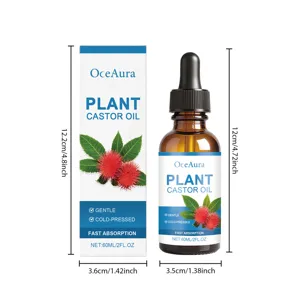 OceAura Pflanzen Rizinusöl Detailansicht, kaltgepresst 60ml nährendes Körper Massage Öl.