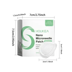 HOUKEA nano microneedle body patch box and piece detail product size view specification.