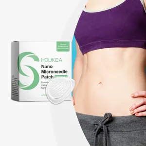 Detail view of HOUKEA nano microneedle body shaping patch package and skin tightening patch.