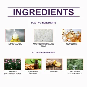 HOUKEA body care patch ingredient detail chart showing active and inactive herbal extracts.