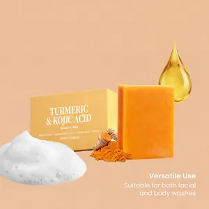 Turmeric kojic acid beauty bar soap for deep cleansing, brightening skin and dark spots fading.