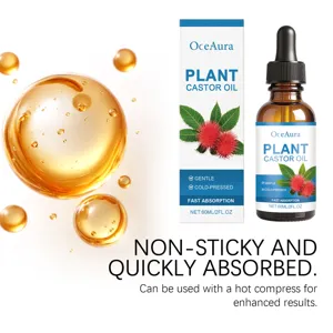 OCEAURA Pflanzen Rizinusöl 60ml, kaltgepresstes sanftes Körpermassageöl zur intensiven Hautpflege.